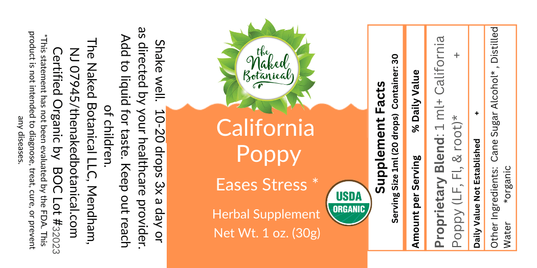 Single Herb Tinctures -California Poppy- The Naked Botanical